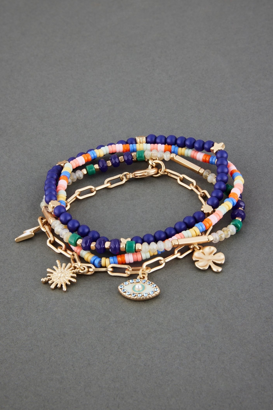 multi color lucky charm bracelet set